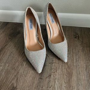 Steve Madden silver bedazzled heels